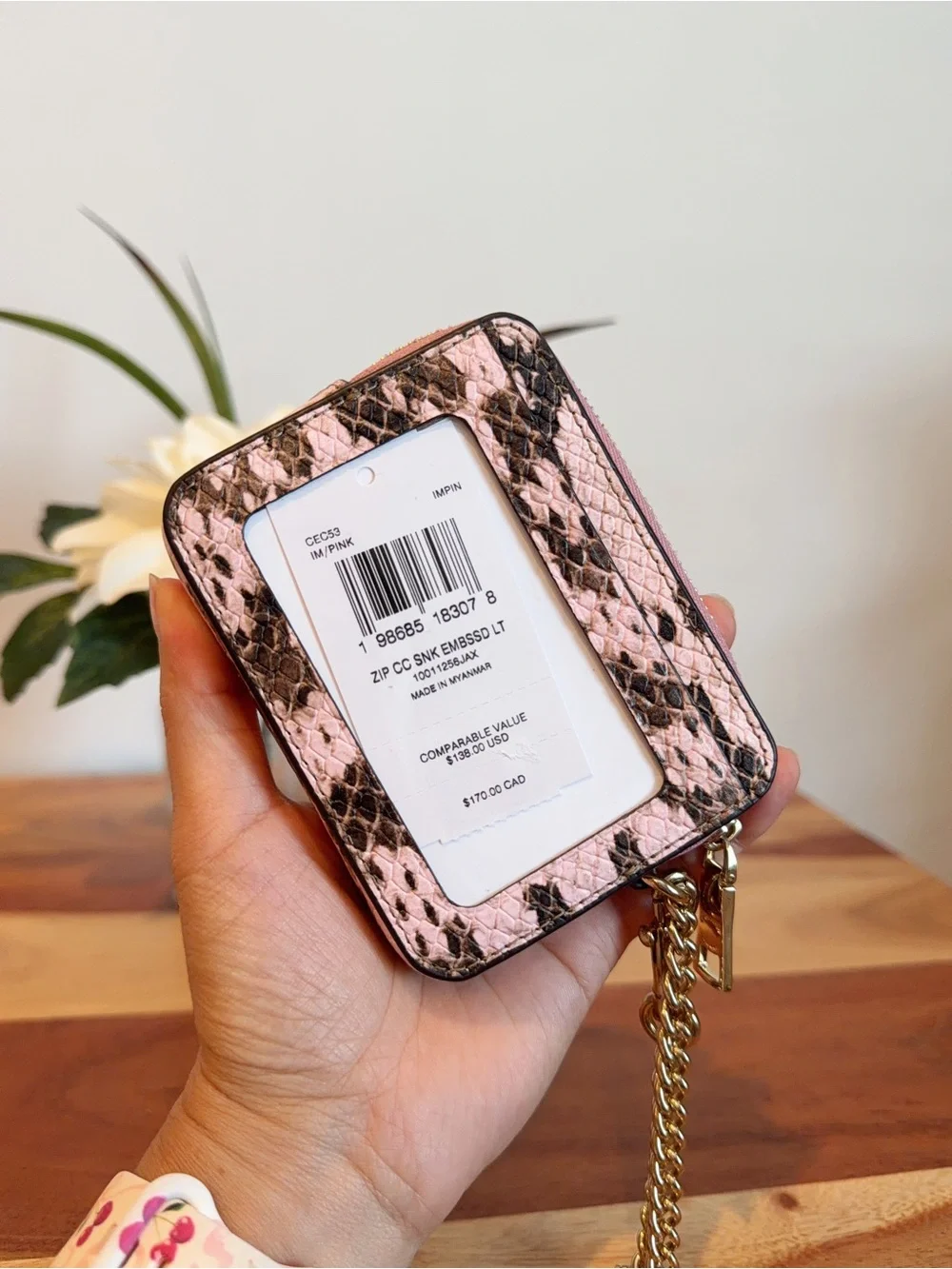 NWT Coach Snake-embossed leather Zip Card Case